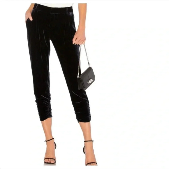 Parker velour ruched purple bottom crop pants - Picture 1 of 12